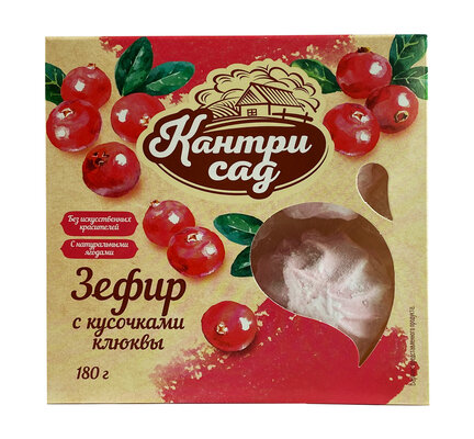 Зефир с кусочками клюквы "КАНТРИ САД", 180 г