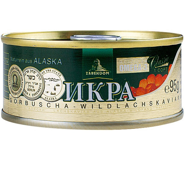 Caviar russo. Caviar de salmão gorbusha ZARENDOM, 95 g