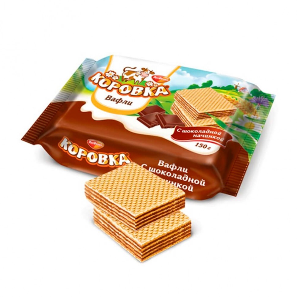 Waffles vaca 150g com recheio de chocolate