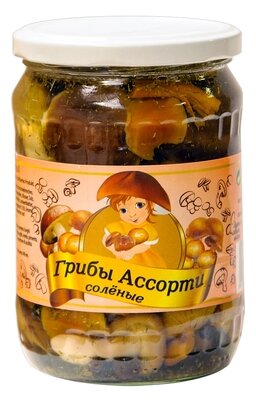 Гриби асорти солоні, 580 мл