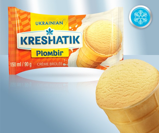 Мороженое со вкусом крем-брюле, в вафельном стаканчике, 150мл