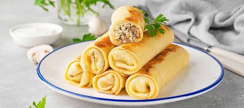 Блинчики с начинкой курица с грибами 500г