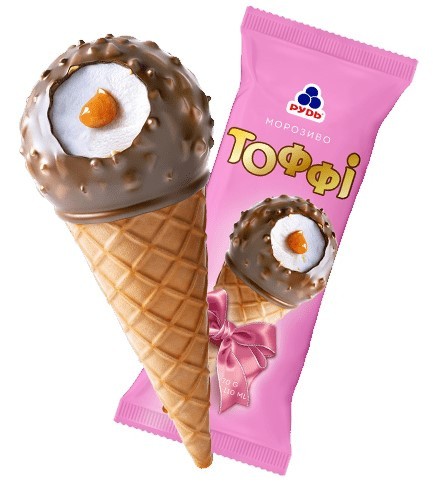 Helado de caramelo con cacahuetes en cono de galleta 70 RUD