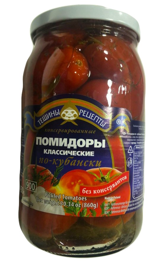 Помідори червоні класичні Дачні ТМ "ТЕЩИНИ РЕЦЕПТИ", 860 г