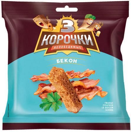 Сухарики ржаные "3 корочки" со вкусом бекона, 40 г