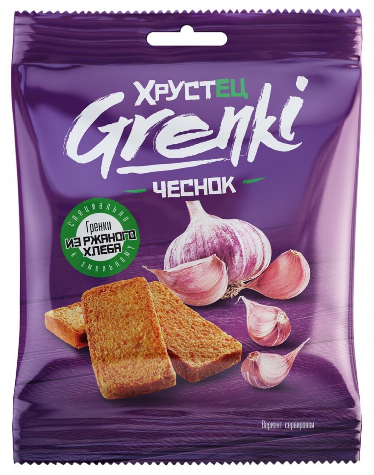 Сухарики пшенично-ржаные ХРУСТЕЦ чеснок, 80 г