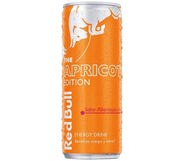 Bebida energética RED BULL  CON SABOR del ALBARICOQUE Y FRESA,  250 ml