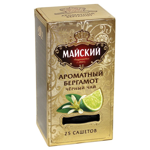 Chá preto em saquinhos com bergamota "Mayskiy", 50 g, 25 saquinhos