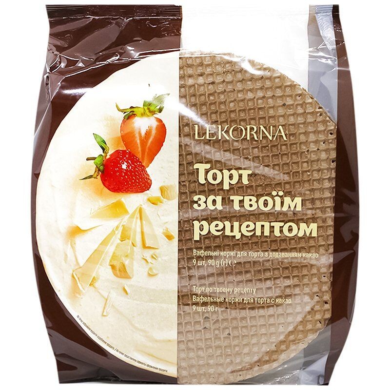 Коржи вафельные Lekorna д/торта с добавлен какао,90 г.