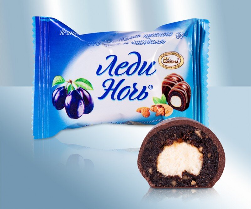 Chocolates russos. Chocolates "Lady Noche" com ameixas cobertas de chocolate, "Akkond" Rússia, 100 g