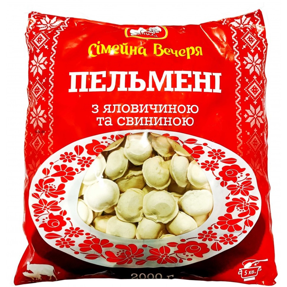 ПЕЛЬМЕНИ ИЗ СВИНИНЫ И ГОВЯДИНЫ "СИМЕИНА ВЕЧЕРЯ" САМА ЛИПИЛА, 2КГ