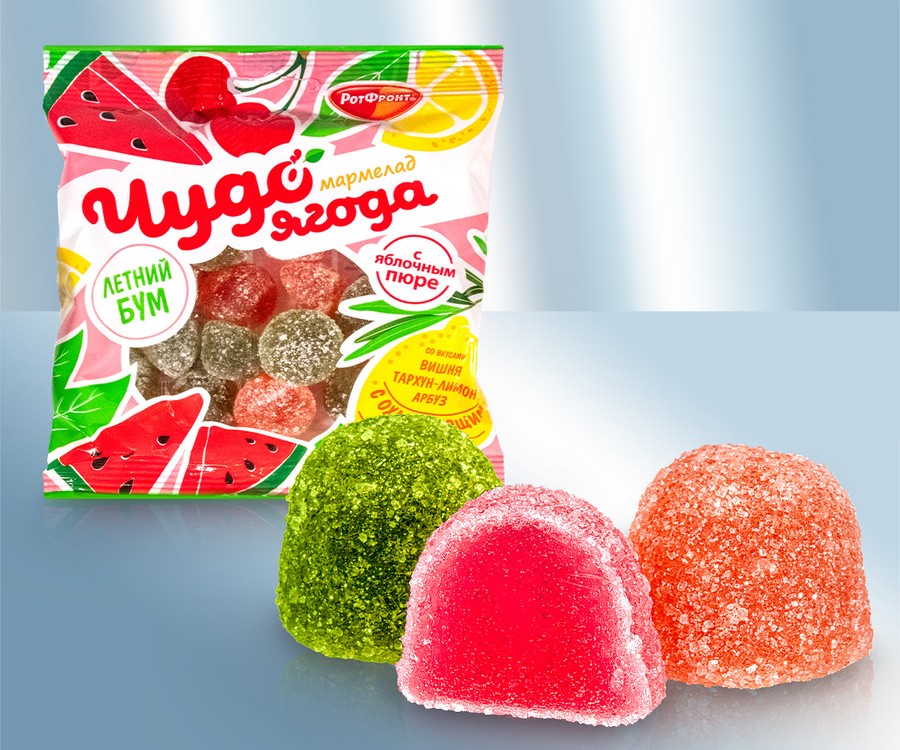 Мармелад "Чудо Ягода", летний бум со вкусом вишни, тархуна, лимона и арбуза 200г