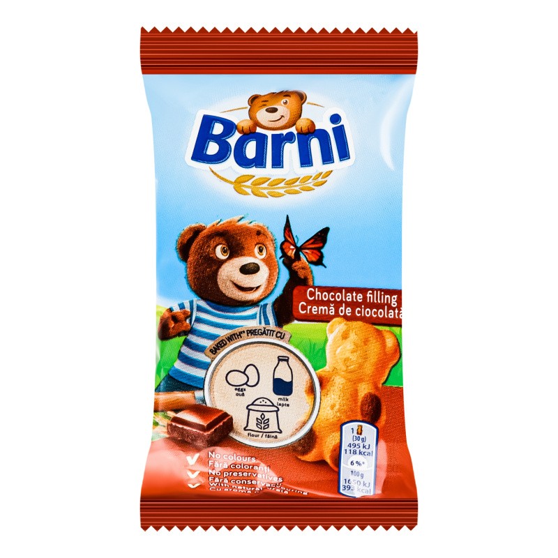 Bizcocho de galleta con relleno de chocolate Barni m/u 30g