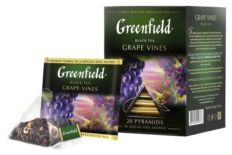чай grape vines черный 20 пирамидок