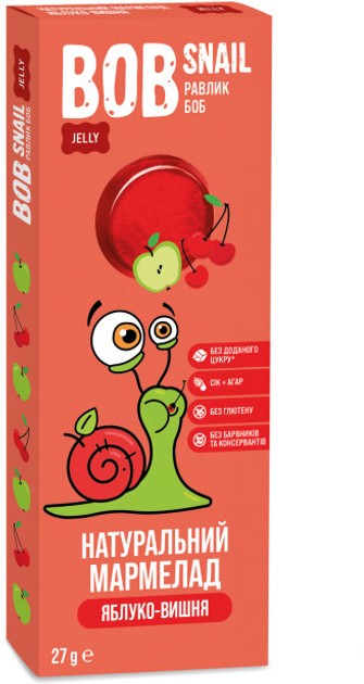 Мармелад Bob Snail Фруктовый Яблоко-Вишня 27г