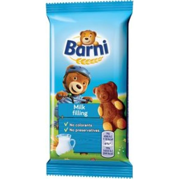 Bizcocho de galleta con relleno de leche Barney, 30g