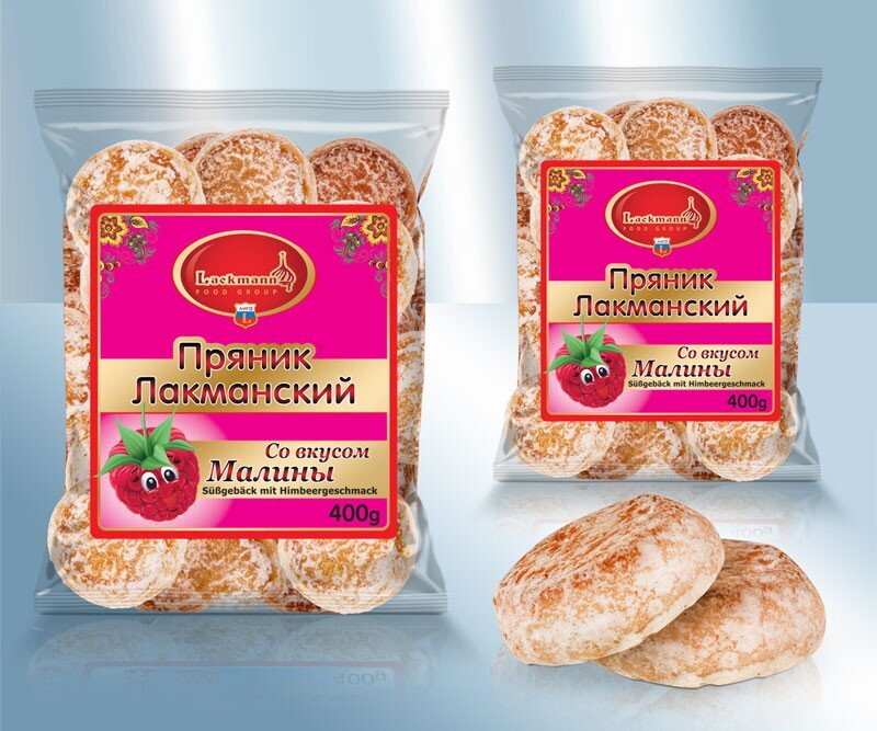 Dulce ruso. Melindres "Lackmann" con sabor a frambuesa, 400 g